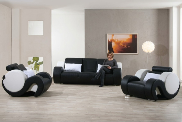 Sofá de sala de estar Juego de sofás 3+1+1 piel Sofás completos Nuevos 1094