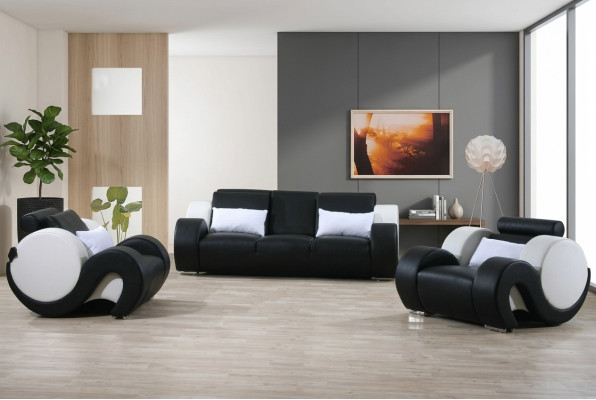 Sofá de sala de estar Juego de sofás 3+1+1 piel Sofás completos Nuevos 1094