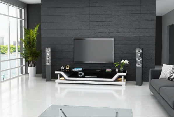 RTV Aparador de TV de cuero con mesa de vidrio Mesa de TV Gabinete Designer 3009
