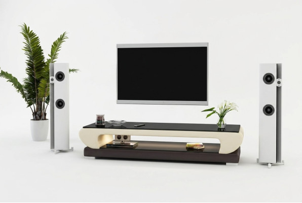 RTV Mueble de TV de cuero con compartimentos de vidrio Mesa Armario de televisión Mesa Diseñador 403