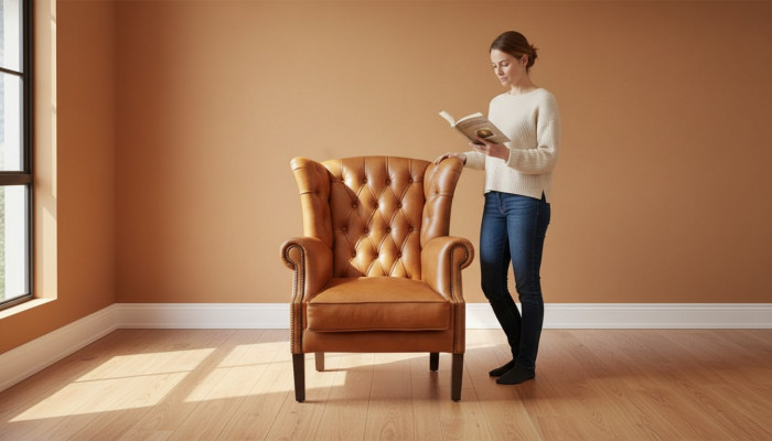 Chesterfield butaca de orejas sillón tapizado sofá de televisión de oficina 100% cuero genuino