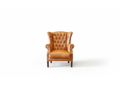 Chesterfield butaca de orejas sillón tapizado sofá de televisión de oficina 100% cuero genuino