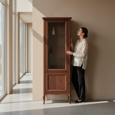 Armario de madera maciza de verdad Clásico vitrina Modelo de armario vitrina PR-W 1-2