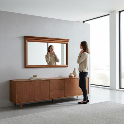 Espejo con marco de madera Gran espejo de pared Espejo de diseñador clásico - Modelo Z-L2