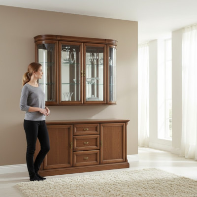 Vitrina de madera real Vitrina colgante Vitrina de pared Espejo de diseñador clásico - Z-W3