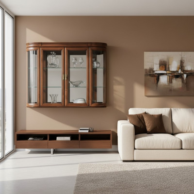 Vitrina de madera real Vitrina colgante Vitrina de pared Espejo de diseñador clásico - Z-W3