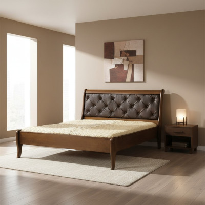 Cama clásica Cama grande Cama de matrimonio Cama doble Cama de madera Modelo de casa de campo Cama N