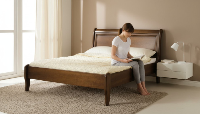 Cama clásica Cama matrimonial Doble Cama Cama de madera Casa de campo - Modelo N-Cama P