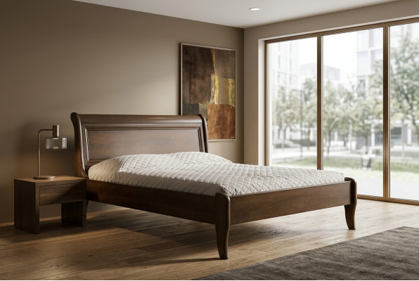 Cama clásica Cama matrimonial Doble Cama Cama de madera Casa de campo - Modelo N-Cama P