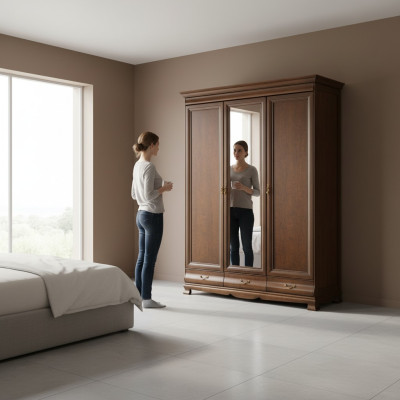 Clásico armario mueble armario armario de ropa armario de madera - Modelo N-3D