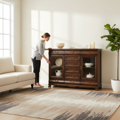 Cómoda clásica, gabinete auxiliar, cómoda de estilo rústico, modelo N-K6B.