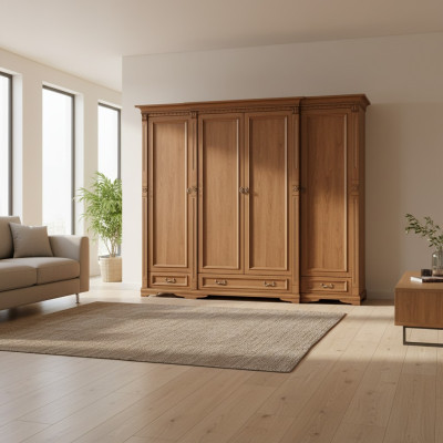 Clásico armario de madera maciza de estilo colonial O4D.