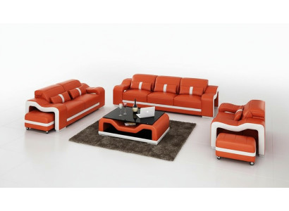 Sofá de cuero conjunto de sofás de área de estar de 3+2+1 plazas