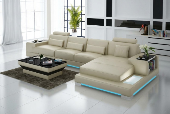 Sofá de cuero Sofá Sofá en forma de L Sofá de esquina Diseño de sofá moderno Conjunto
