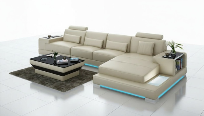 Sofá de cuero Sofá Sofá en forma de L Sofá de esquina Diseño de sofá moderno Conjunto
