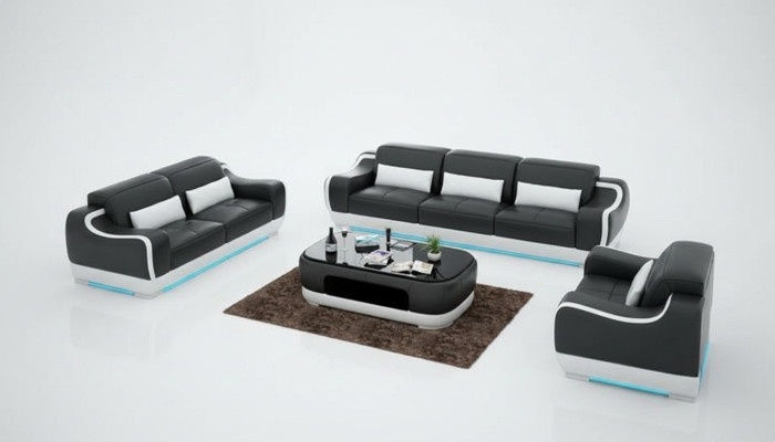 Sofá de cuero Couch Conjunto de sala de estar de 3+2+1 plazas G8025D
