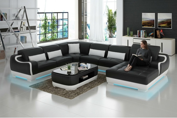 Sofá de cuero tapizado esquinero conjunto de sofás para sala de estar sofá G8025.