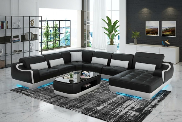 Sofá de cuero tapizado esquinero conjunto de sofás para sala de estar sofá G8025.