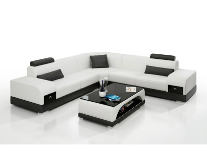 Sofá de cuero Sofá Sala de estar Sofá en forma de L Sofá de esquina Sofá Esquina Diseño moderno Conjunto