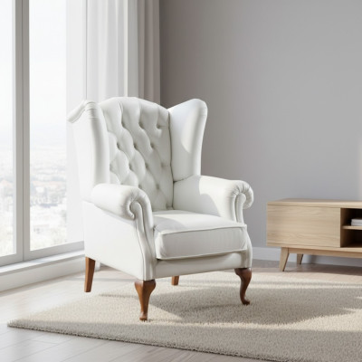 Chesterfield sillón orejero sillón tapizado oficina sofá de televisión de cuero genuino CL-F3