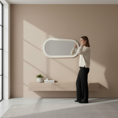 Espejo Marco de madera Gran espejo de pared Espejo clásico de diseñador Florencia FL-L1