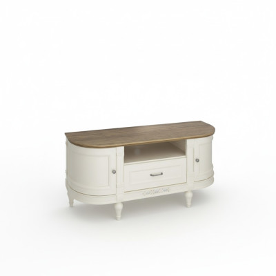 Elegante armario de TV blanco de madera natural: funcionalidad y estilo para tu interior.