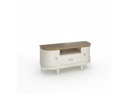 Elegante armario de TV blanco de madera natural: funcionalidad y estilo para tu interior.