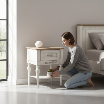 Mueble de noche estante mesita de noche maciza consola estante dormitorio FL-N2