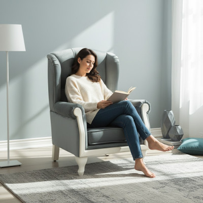 Chesterfield sillón de orejas silla acolchada sofá de televisión de oficina cuero genuino