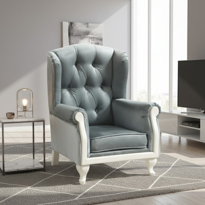 Chesterfield sillón de orejas silla acolchada sofá de televisión de oficina cuero genuino