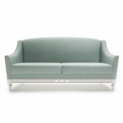 Sofá Chippendale de 3 plazas de estilo rústico con tapizado de tela y estructura de madera de diseñador.