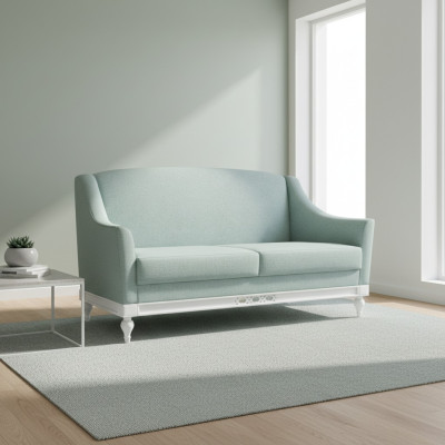 Sofá Chippendale de 2 plazas con estilo rural, sofá de tela con conjunto de madera de diseñador FL-2Siz.