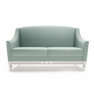 Sofá Chippendale de 2 plazas con estilo rural, sofá de tela con conjunto de madera de diseñador FL-2Siz.