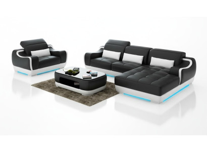 Sofá de cuero conjunto de sofás sofá de esquina + sillón Nuevo juego moderno de sofá G8025E