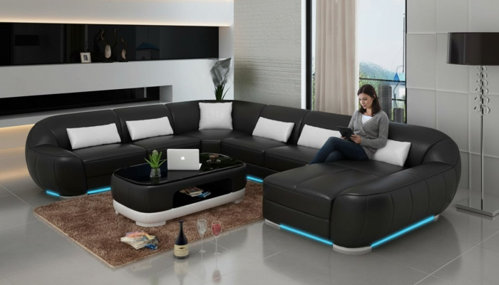 Sofá de cuero Salón Sofá modular Esquina Sofá Conjunto de esquina Diseño Sofá Moderno G8022