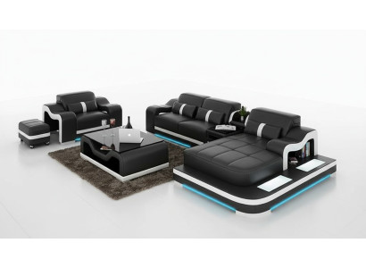 Sofá de cuero y esquina de diseño moderno tipo L Sofá G8027E
