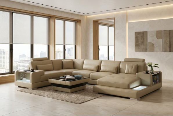Sofá de cuero sofá sofá de esquina moderno diseño sofá G8023