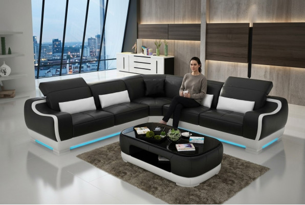 Sofá de cuero Sofá Sofá de esquina Sofá en forma de L Sofá de diseño moderno G8025B