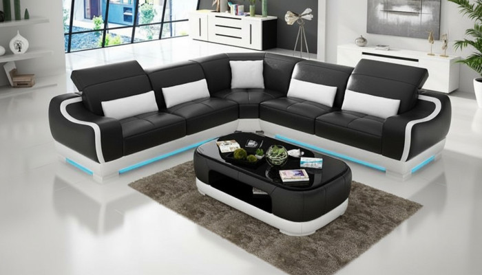 Sofá de cuero Sofá Sofá de esquina Sofá en forma de L Sofá de diseño moderno G8025B