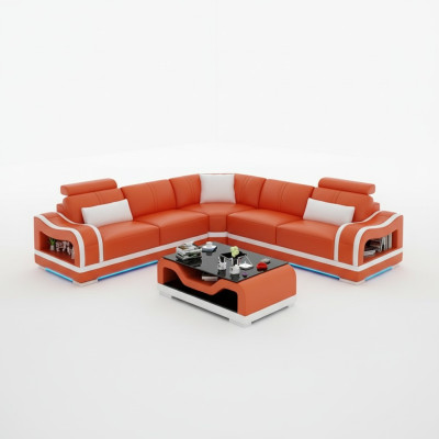 Sofá de cuero Sofá Sofá Sofá esquinero Sofá de diseño moderno Sofá de esquina Sofá-Habitación de estar