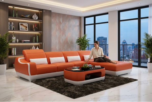 Sofá de cuero sofá sofá conjunto de sala de estar sofá esquina moderno diseño salón.