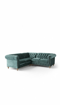 Sofá esquinero Chesterfield sofá de cuero sofá textil tapizado tela esquina nuevo