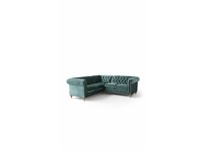 Sofá esquinero Chesterfield sofá de cuero sofá textil tapizado tela esquina nuevo