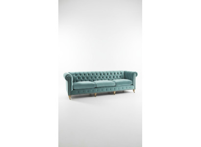 Sofá Chesterfield de 3 plazas, tela de sofá de cuero de terciopelo, conjunto de tapicería acolchada de asiento nuevo.