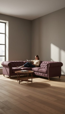 Chesterfield Sofá esquinero Couch Diseñador Tapizado Esquina Textil Sofá Conjunto 1013-14