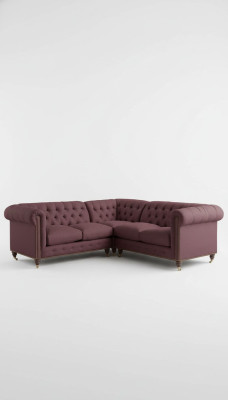 Chesterfield Sofá esquinero Couch Diseñador Tapizado Esquina Textil Sofá Conjunto 1013-14