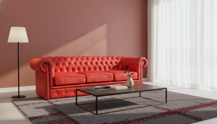 Sofá Chesterfield tapizado, sofá de diseñador, conjunto de 3 asientos clásico *Nuevo*