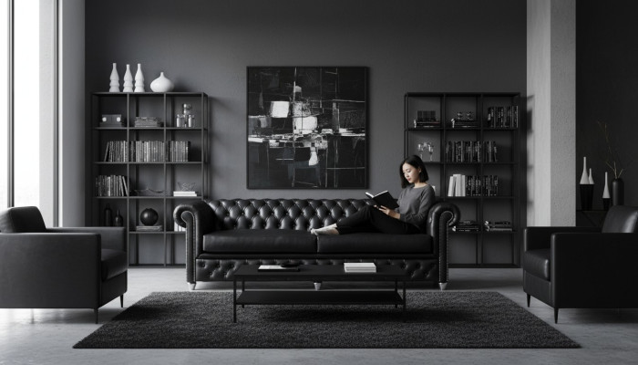 Chesterfield de 3 plazas XXL, conjunto de sofás acolchados. Big Couchen 2016-22.