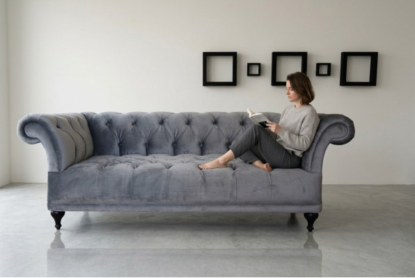 Sofá Chesterfield Tapizado Diseñador Sofás Sofá Conjunto Tela Textil Telas 1