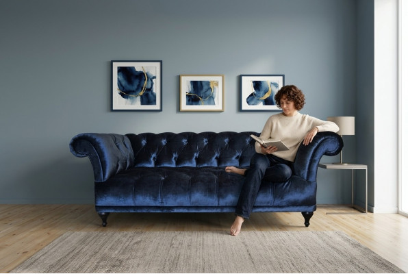 Sofá Chesterfield Tapizado Diseñador Sofás Conjunto de Sofás Tela Tela 10